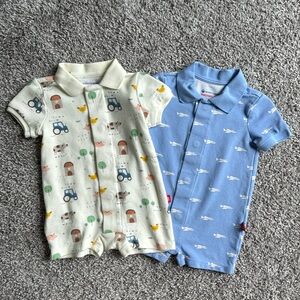 Magnetic Me polo rompers, EUC, size 3-6m
